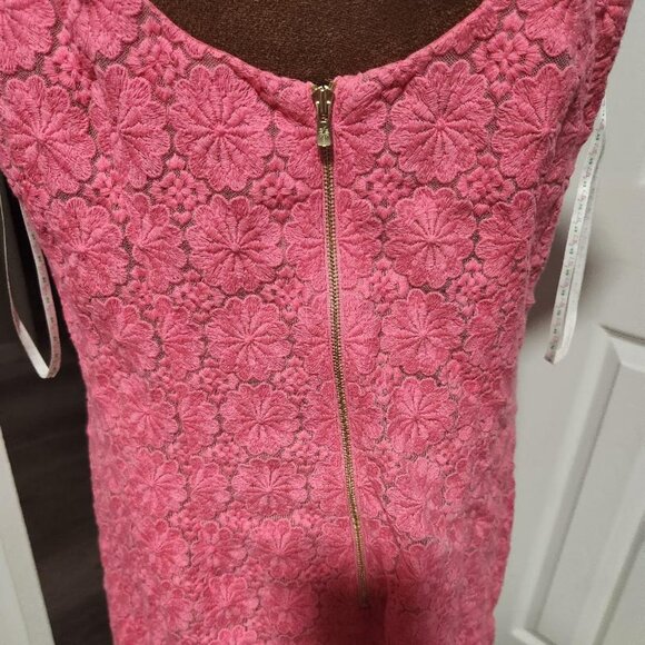 Lilly Pulitzer Jeanette Pink Floral Laced Shift Dress Sz 12 in Lipstick Pink - Picture 7 of 11